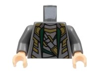 LEGO part Torso Suit with Dark Green Lapels, Silver and Gold Highlights Pattern / Dark Bluish Gray Arms / Light Nougat Hands 973pb1103c01