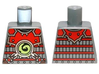 LEGO onderdeel Torso Ninjago Red Armor with Lime Swirl Medallion Pattern (973pb1349)