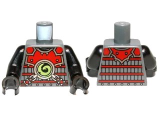 LEGO onderdeel Torso Ninjago Red Armor with Lime Swirl Medallion Pattern / Black Arms / Black Hands (973pb1349c01)