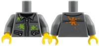 LEGO onderdeel Torso Silver Zipper and Lime Paint Splotches Pattern / Dark Bluish Gray Arms / Yellow Hands 973pb1405c01