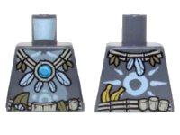 LEGO part Torso Gorilla with Utility Belt, Feather and Vine Necklace with Dark Azure Round Jewel (Chi) Pattern 973pb1472