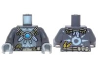LEGO onderdeel Torso Gorilla with Utility Belt, Feather and Vine Necklace with Dark Azure Round Jewel (Chi) Pattern / Dark Bluish Gray Arms / Light Bluish Gray Hands 973pb1472c01