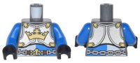 LEGO onderdeel Torso Castle King's Knight Breastplate with Crown, Chain Belt Pattern / Blue Arms / Black Hands 973pb1509c01