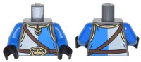 LEGO part Torso Castle King's Knight Shirt, Shoulder Strap and Crown on Buckle Pattern / Blue Arms / Black Hands 973pb1520c01