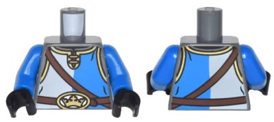 LEGO onderdeel Torso Castle King's Knight Shirt, Shoulder Strap and Crown on Buckle Pattern / Blue Arms / Black Hands (973pb1520c01)