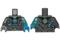LEGO onderdeel Torso Feathers, Scars and Blue Chi Pattern / Trans-Light Blue Arm Left / Dk Bluish Gray Arm Right / Dark Azure Hand Left / Lt Bluish Gray Hand Right 973pb1727c01