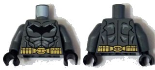 LEGO onderdeel Torso Batman Logo with Muscles, Light Bluish Gray Shadow and Gold Belt Pattern / Dark Bluish Gray Arms / Black Hands (973pb1839c01)