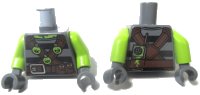 LEGO part Torso Shirt with Black Stripes, Brown Belts with Pockets and 3 Lime Toxic Bulbs Pattern / Lime Arms / Dark Bluish Gray Hands 973pb1989c01