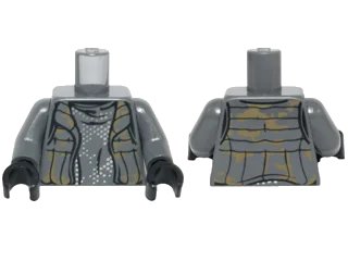 LEGO onderdeel Torso SW Vest with Dark Tan Camouflage over Shirt with Silver Dots Pattern / Dark Bluish Gray Arms / Black Hands (973pb2124c01)