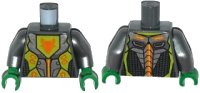 LEGO onderdeel Torso Nexo Knights Armor with Orange and Gold Circuitry and Lime Emblem with Orange Fox Head Pattern / Flat Silver Arms / Green Hands 973pb2259c01