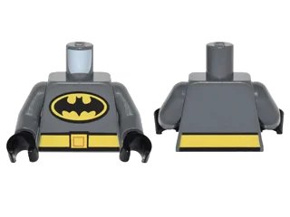 LEGO onderdeel Torso Batman Logo in Yellow Oval with Yellow Belt Front and Back Pattern / Dark Bluish Gray Arms / Black Hands (973pb2275c01)