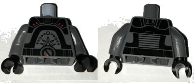 LEGO onderdeel Torso SW Black Armor Plates with Red Button Pattern (Inquisitor Fifth Brother) / Dark Bluish Gray Arms / Black Hands (973pb2361c01)