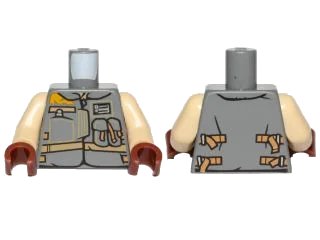 LEGO onderdeel Torso SW Jacket with Dark Tan Belts and Pockets Pattern (Rebel Trooper) / Tan Arms / Reddish Brown Hands (973pb2475c01)