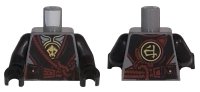 LEGO onderdeel Torso Ninjago Silver Armor with Gold Earth Emblems, Black Robe, Reddish Brown Rope Pattern / Black Arms / Black Hands 973pb2659c01