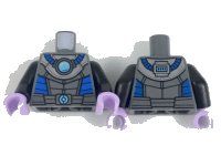 LEGO part Torso Armor with Medium Azure Round Crystal with Blue Tubes Pattern (Mr. Freeze) / Black Arms / Lavender Hands 973pb2710c01