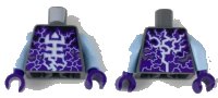 LEGO onderdeel Torso White and Bright Light Blue Rogul Symbol and Lightning over Dark Purple and Black Pattern / Bright Light Blue Arms / Dark Purple Hands 973pb2718c01