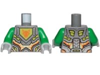 LEGO onderdeel Torso Nexo Knights Armor with Orange and Gold Circuitry and Lime Emblem Framed with Orange Fox Head Pattern / Green Arms / Light Bluish Gray Hands 973pb2719c01