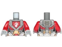 LEGO onderdeel Torso Nexo Knights Armor with Orange and Gold Circuitry and Emblem with White Dragon Pattern / Red Arms / Light Bluish Gray Hands 973pb2720c01