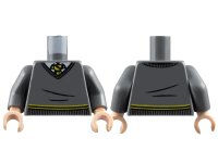 LEGO onderdeel Torso V-Neck Sweater, White Collar, Yellow and Black Tie and Waist Trim (Hufflepuff) Pattern / Dark Bluish Gray Arms / Light Nougat Hands 973pb3194c01
