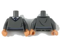 LEGO part Torso Sweater with White Shirt, Dark Blue and Light Bluish Gray Tie and Trim (Ravenclaw) Pattern 1 / Dark Bluish Gray Arms / Nougat Hands 973pb3247c01