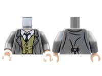 LEGO part Torso Harry Potter Jacket with Olive Green Vest with Pinstripes, White Shirt with Collar, and Tie Pattern / Dark Bluish Gray Arms / Light Nougat Hands 973pb3346c01