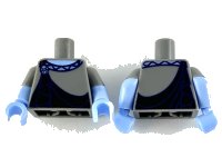 LEGO onderdeel Torso Black Toga Pattern / Bright Light Blue Arms with Dark Bluish Gray Short Sleeves with Sand Blue Laced Panel Pattern / Bright Light Blue Hands 973pb3521c01