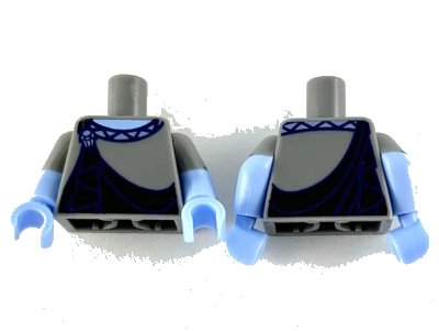 LEGO onderdeel Torso Black Toga Pattern / Bright Light Blue Arms with Dark Bluish Gray Short Sleeves with Sand Blue Laced Panel Pattern / Bright Light Blue Hands (973pb3521c01)