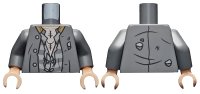 LEGO onderdeel Torso Tattered Jacket, Shirt with Prison Stripes and Light Nougat Chest with Tattoos Pattern / Dark Bluish Gray Arms / Light Nougat Hands 973pb3598c01