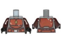 LEGO onderdeel Torso SW Armor Reddish Brown Plates and Belt Pattern (Mandalorian) / Dark Brown Arms / Black Hands 973pb3802c01