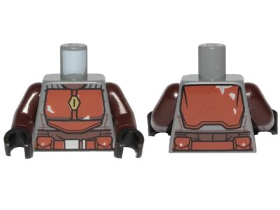 LEGO onderdeel Torso SW Armor Reddish Brown Plates and Belt Pattern (Mandalorian) / Dark Brown Arms / Black Hands (973pb3802c01)