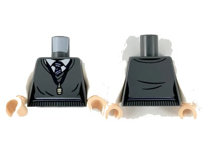 LEGO onderdeel Torso Female Outline Sweater Vest with White Shirt, Dark Blue and Light Bluish Gray Tie and Trim (Ravenclaw) and Butterbeer Cork Necklace Pattern / White Arms / Light Nougat Hands (973pb3933c01)