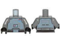 LEGO part Torso Sand Blue Armor Breastplate, Gray Lines with Blue and Red General Insignia Pattern (SW General Veers) / Dark Bluish Gray Arms / Black Hands 973pb4111c01