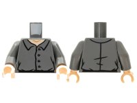 LEGO onderdeel Torso Shirt with 4 Buttons, Light Nougat Neck Pattern / Dark Bluish Gray Arms / Light Nougat Hands 973pb4286c01
