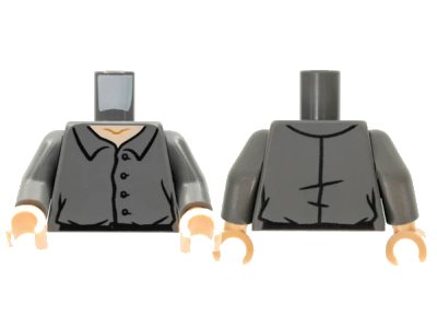 LEGO onderdeel Torso Shirt with 4 Buttons, Light Nougat Neck Pattern / Dark Bluish Gray Arms / Light Nougat Hands (973pb4286c01)