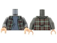 LEGO onderdeel Torso Flannel Shirt over Sand Blue T-Shirt Pattern / Dark Bluish Gray Arms / Light Nougat Hands 973pb4294c01