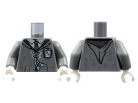 LEGO part Torso Robe, Light Bluish Gray Shirt and Laces, Silver Striped Tie and Hashmarks Pattern / Dark Bluish Gray Arms / White Hands 973pb4882c01