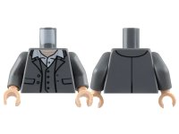 LEGO part Torso Jacket and Vest, White Shirt Collar, Light Nougat Neck Pattern / Dark Bluish Gray Arms / Light Nougat Hands 973pb5171c01