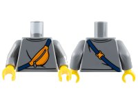 LEGO part Torso Sweater and Orange Sling Bag with Dark Blue Strap and Silver Zipper Pattern / Dark Bluish Gray Arms / Yellow Hands 973pb5423c01