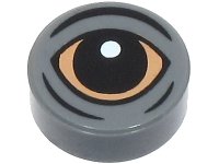 LEGO part Tile, Round 1 x 1 with Black and Nougat Blurrg Eye Pattern 98138pb360
