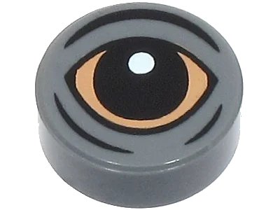 LEGO onderdeel Tile, Round 1 x 1 with Black and Nougat Blurrg Eye Pattern (98138pb360)