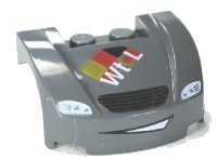 LEGO part Vehicle, Mudguard 3 x 4 x 1 2/3 Curved Front with Headlights, Grille and Smile Pattern (Max Schnell) 98835pb003