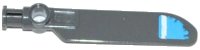 LEGO part Technic Rotor Blade Small with Axle and Pin Connector End with White Stripe on Dark Azure Background Pattern on Bottom (Sticker) - Set 70129 99012pb04