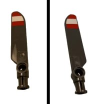 LEGO part Technic Rotor Blade Small with Axle and Pin Connector End with Red and White Stripes Pattern on Both Sides (Stickers) - Set 9396 99012pb06