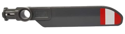 LEGO onderdeel Technic Rotor Blade Small with Axle and Pin Connector End with Red and White Stripes (Unequal Width) Pattern on Bottom (Sticker) - Set 42020 (99012pb08)