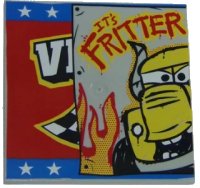 LEGO onderdeel Tile 6 x 6 with Bottom Tubes with Bus Half and 'IT'S FRITTER' Pattern 10202pb005L