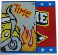 LEGO part Tile 6 x 6 with Bottom Tubes with Bus Half and 'TIME' Pattern 10202pb005R