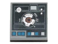 LEGO part Tile, Modified 2 x 2 Inverted with SW Astromech Droid Access Panel Pattern 11203pb085