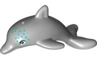 LEGO part Dolphin, Friends / Elves, Jumping with Bottom Axle Holder with Dark Turquoise Eyes and Spots Pattern 13392pb06