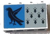 LEGO part Panel 1 x 4 x 2 with Side Supports - Hollow Studs with 8 Black Spires and Eagle on Blue Background Pattern (Sticker) - Set 75956 14718pb016