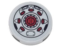 LEGO onderdeel Tile, Round 2 x 2 with Bottom Stud Holder with Black Outline and Radial Red Buttons Pattern (Sticker) - Set 70592 14769pb153
